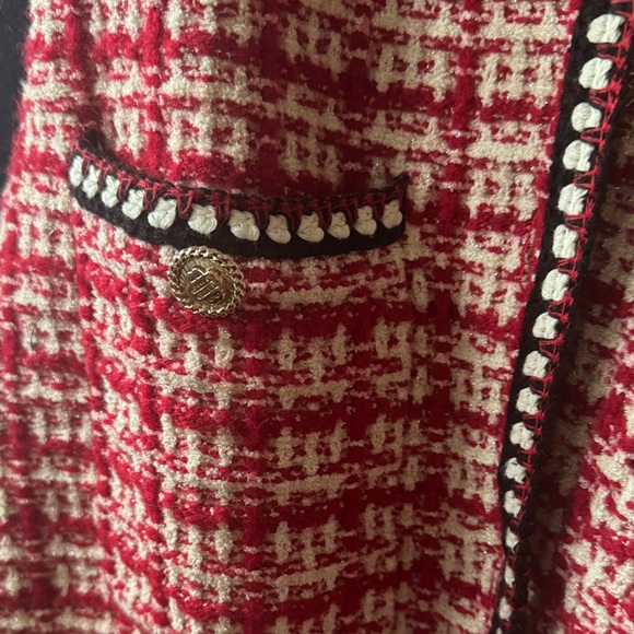 Maje Red and White tweed dress - Picture 3 of 5